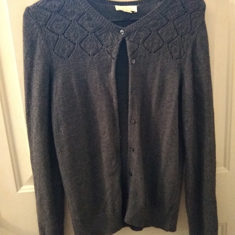 Loft gray cardigan EUC